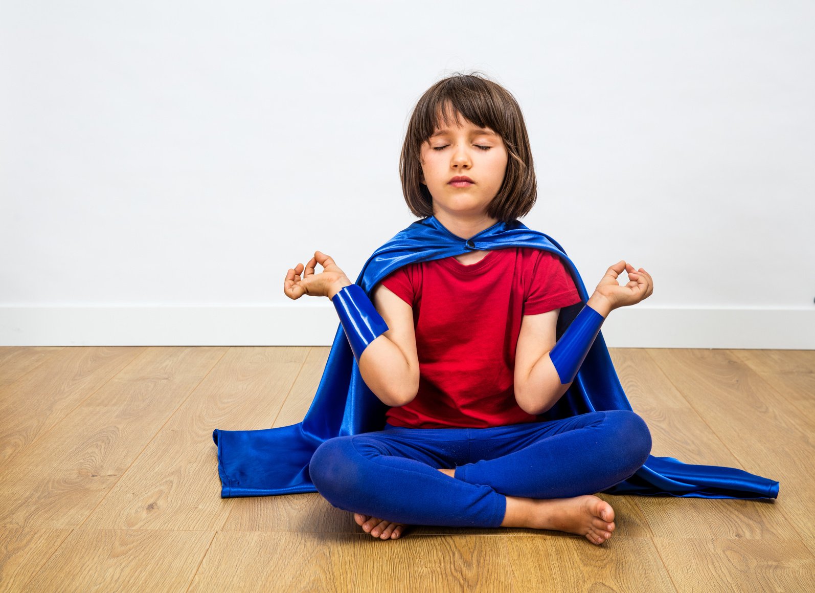 Pediatric GI. Superhero kids doing yoga. 